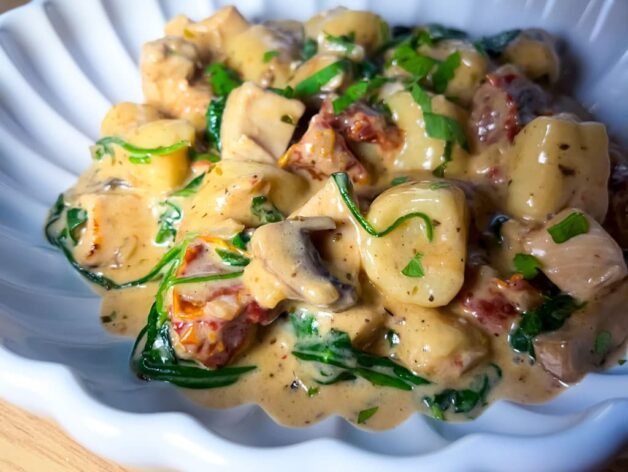 Chicken and Mushroom Creamy Sauce with Gnocchi